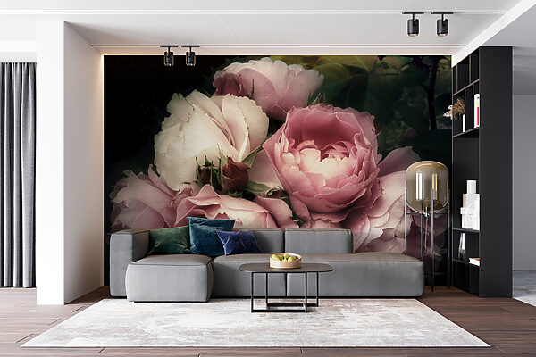 Group of pink and white roses