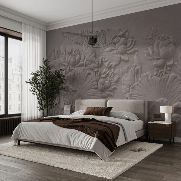 Elegant floral relief design in beige. Elegant floral relief design in beige.