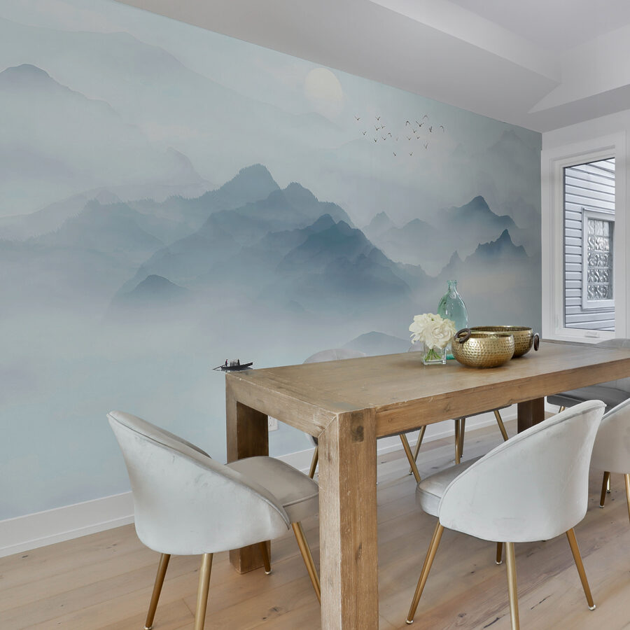 Wall murals Boat in the water with birds flying in the sky - Image 3