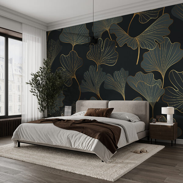 Pattern of leaves on a black background Pattern of leaves on a black background