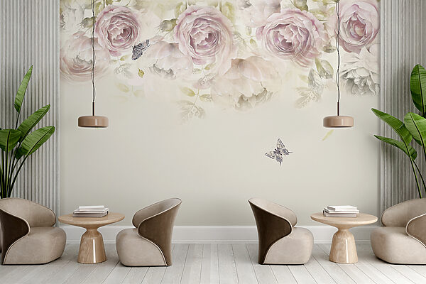Pink roses and butterflies u29042piz1mr 600x400 - Pink roses and butterflies