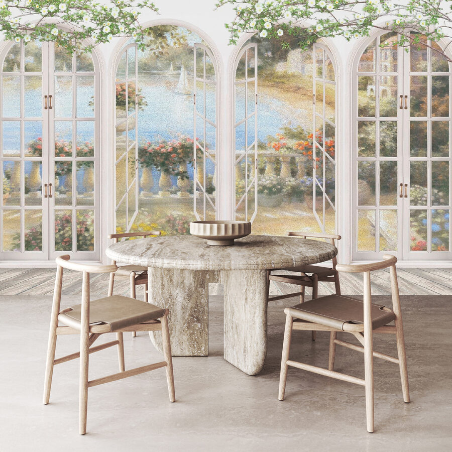 Wall murals Wall mural of a garden with a view of a balcony - Image 12