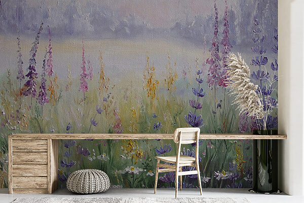 Painting of flowers in a field Painting of flowers in a field