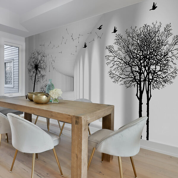 White room with trees and birds flying u37803piq5ms 600x600 - White room with trees and birds flying