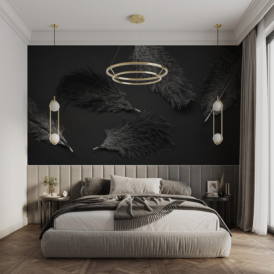Group of black feathers