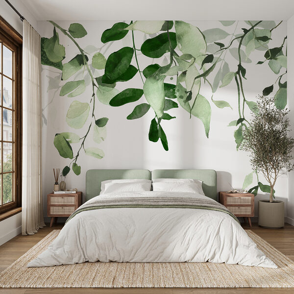 Elegant green leaves background design. Elegant green leaves background design.