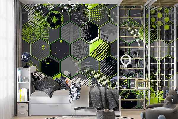 Pattern of hexagons and football balls Pattern of hexagons and football balls