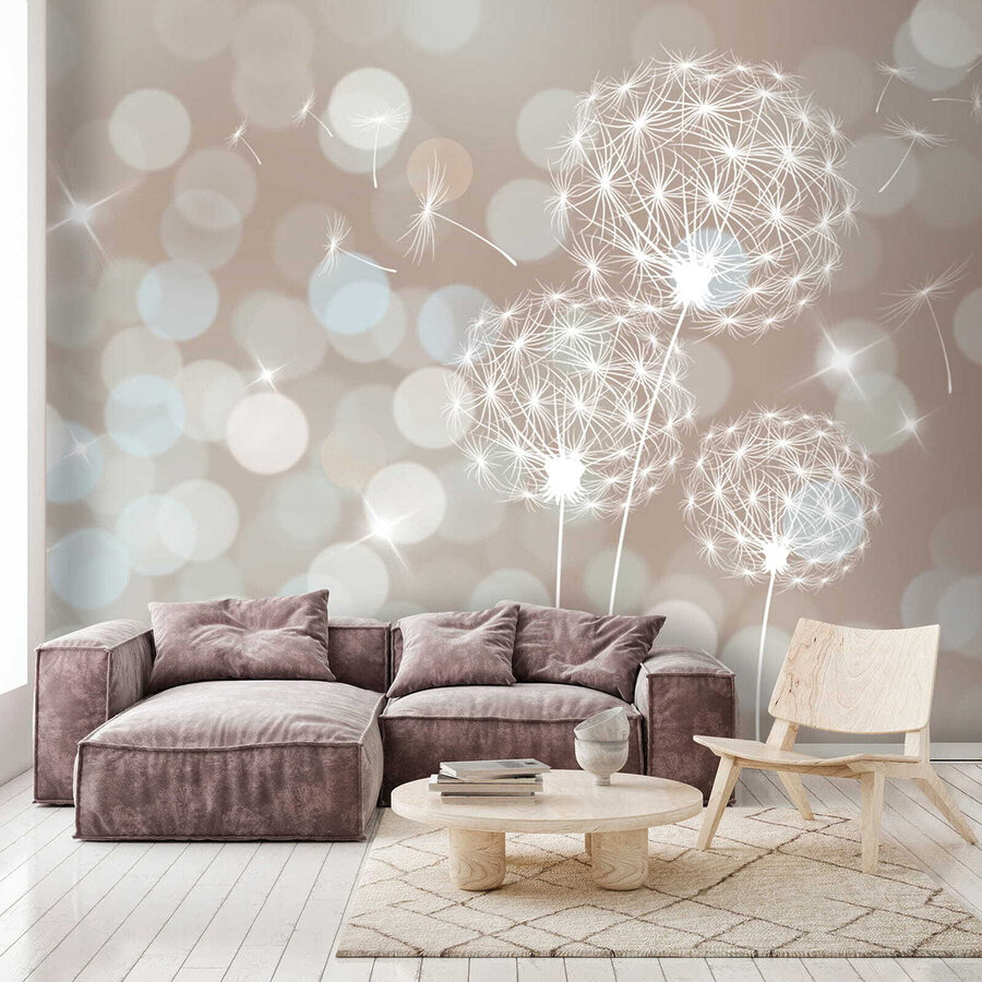 Delicate dandelions in soft backdrop.