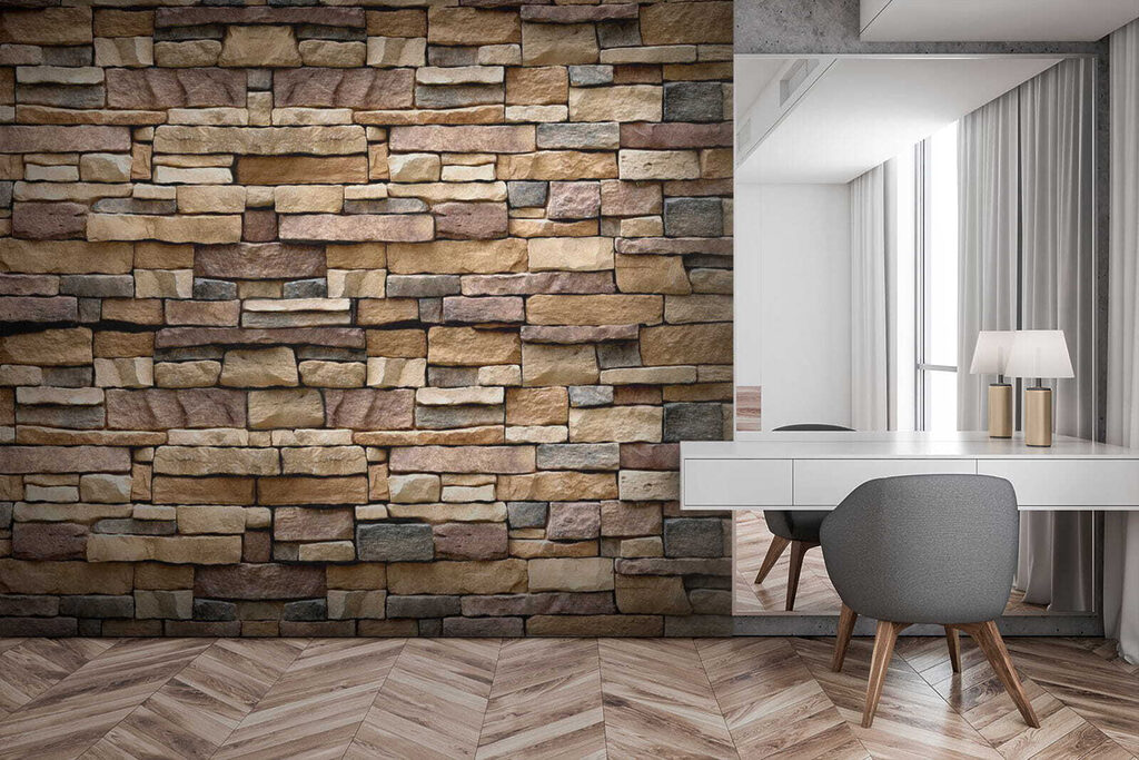 Textured stone wall design in layers Textured stone wall design in layers