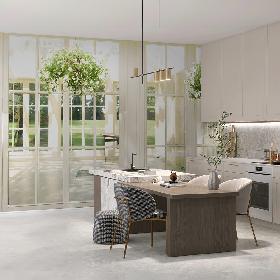 Wall murals White patio door with glass windows and a potted plant from it - Image 11
