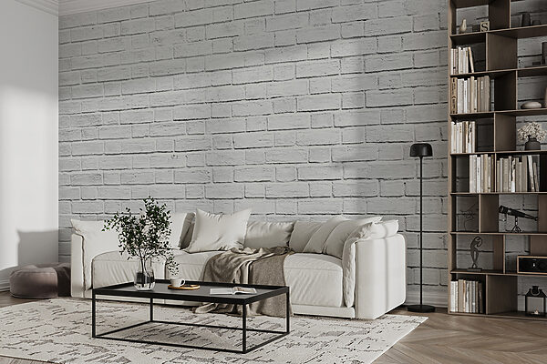 White brick wall with many small bricks White brick wall with many small bricks