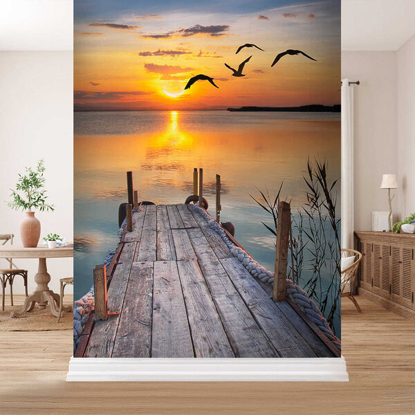 Dock with birds flying over water u57673pih1ms 600x600 - Dock with birds flying over water