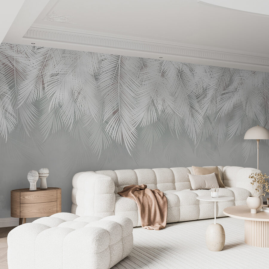 Wall murals White feather pattern on a gray background - Image 10