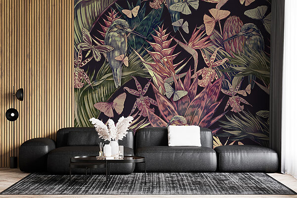 Pattern of tropical plants and birds Pattern of tropical plants and birds