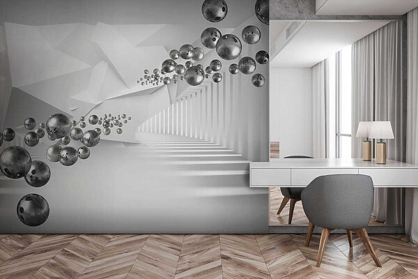 White room with white walls and white columns White room with white walls and white columns