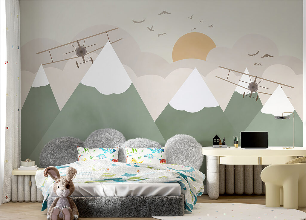 Plane flying over mountains