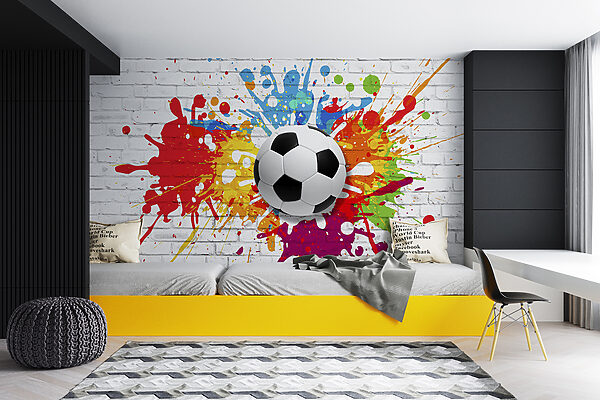 Football ball on a brick wall Football ball on a brick wall