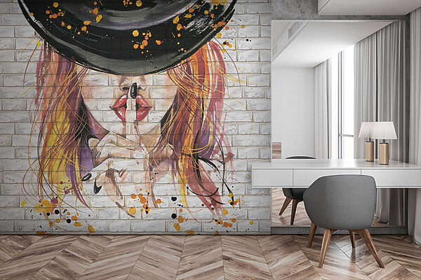 Painting of a woman with a hat Painting of a woman with a hat