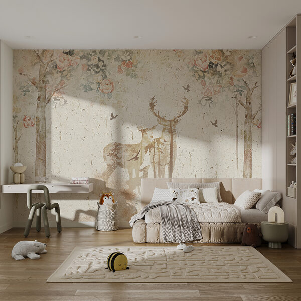 Painting of a deer and a baby deer Painting of a deer and a baby deer