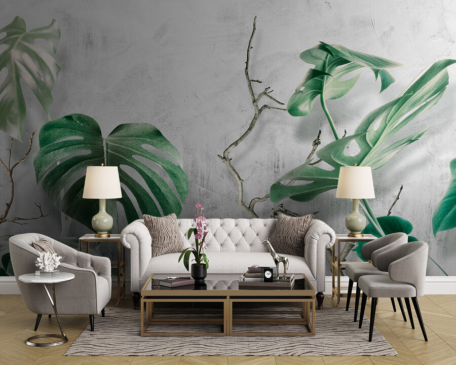 Lush leaves against a textured backdrop. Lush leaves against a textured backdrop.