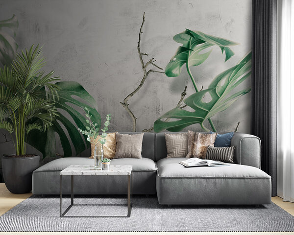 Lush leaves against a textured backdrop. Lush leaves against a textured backdrop.