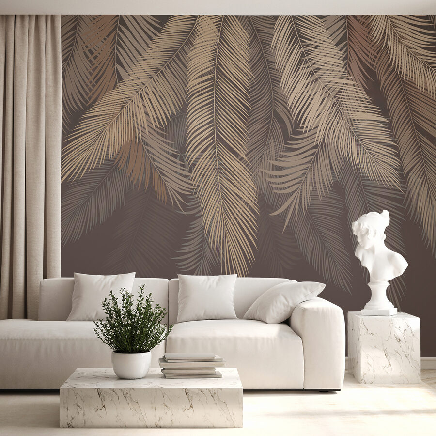 Wall murals Elegant leaves on a subtle backdrop. - Image 6