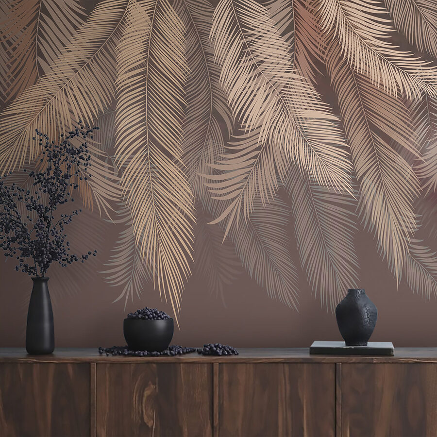 Wall murals Elegant leaves on a subtle backdrop. - Image 7
