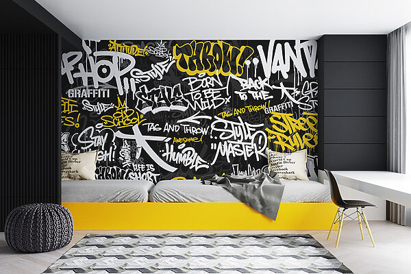 A black and yellow graffiti u98895pir14mr 600x400 - A black and yellow graffiti