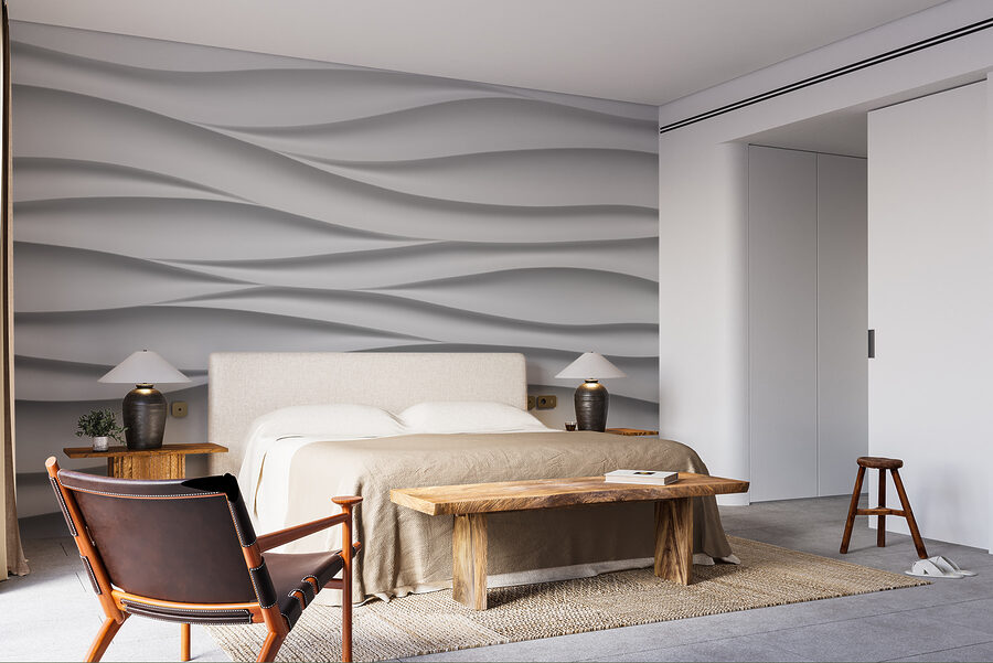 Wall murals White wall with wavy lines - Image 2