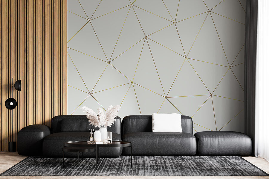 Wall murals Yellow lines forming endless triangles - Image 3