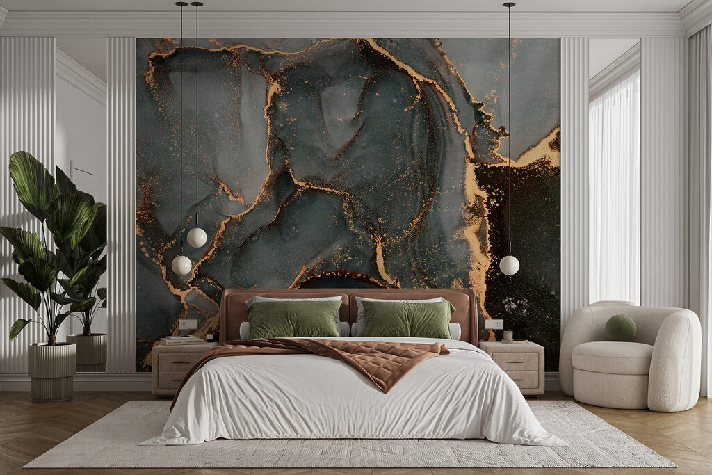 Swirling hues of teal and copper Swirling hues of teal and copper