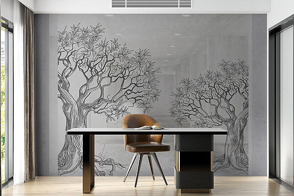 Group of trees drawn on the wall Group of trees drawn on the wall