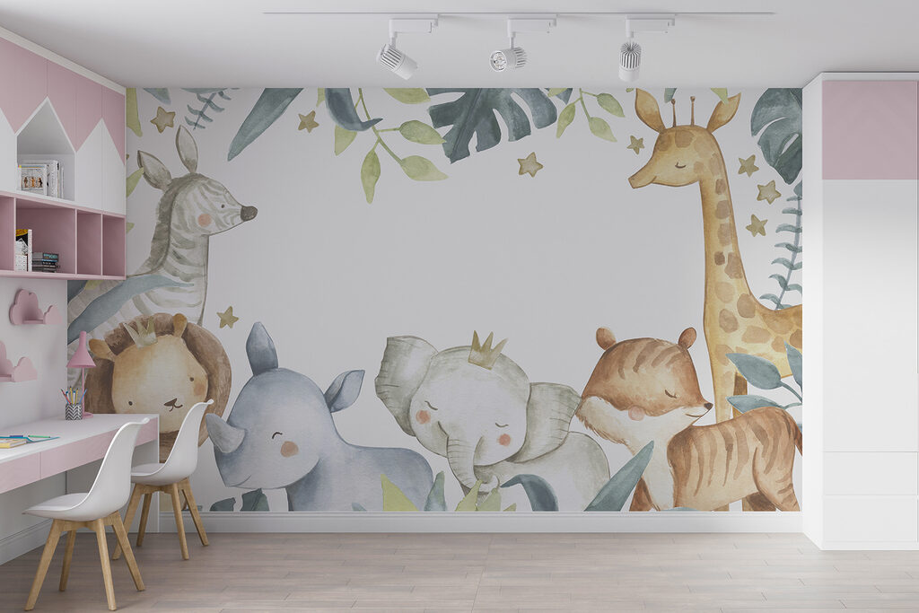 Watercolor frame of animals Watercolor frame of animals