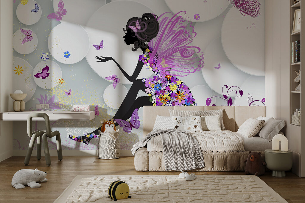 Woman in a dress with butterflies Woman in a dress with butterflies
