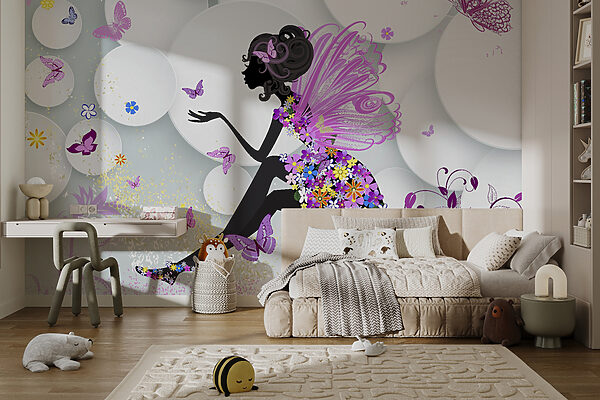 Woman in a dress with butterflies Woman in a dress with butterflies