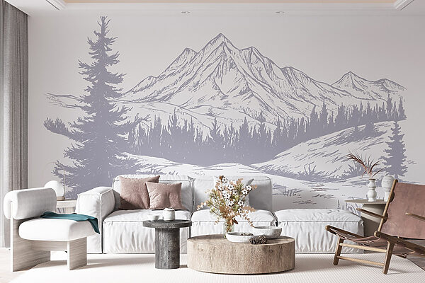 Drawing of a mountain range Drawing of a mountain range