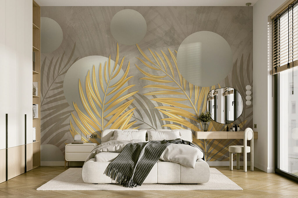 Spheres and leaves in metallic hues Spheres and leaves in metallic hues