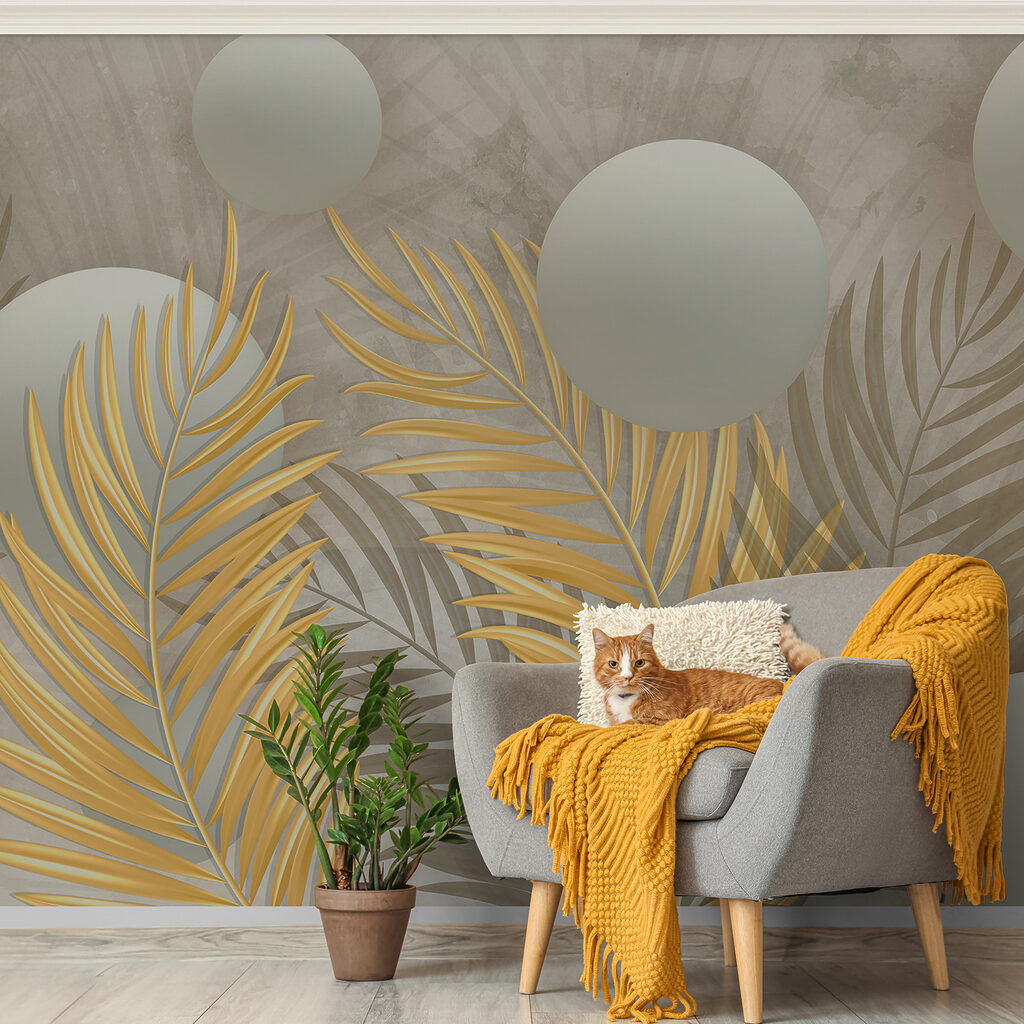 Spheres and leaves in metallic hues Spheres and leaves in metallic hues