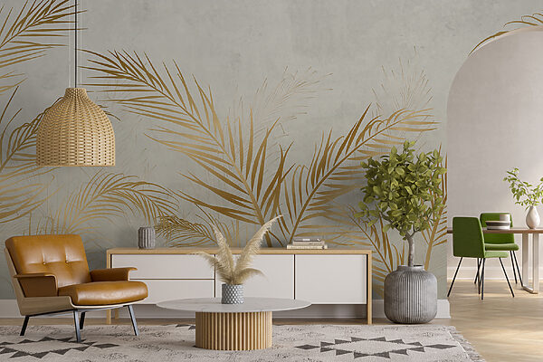 Elegant Palm Leaves on Neutral Background Elegant Palm Leaves on Neutral Background