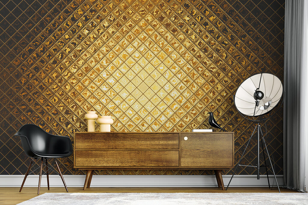 Luminous metallic geometric pattern