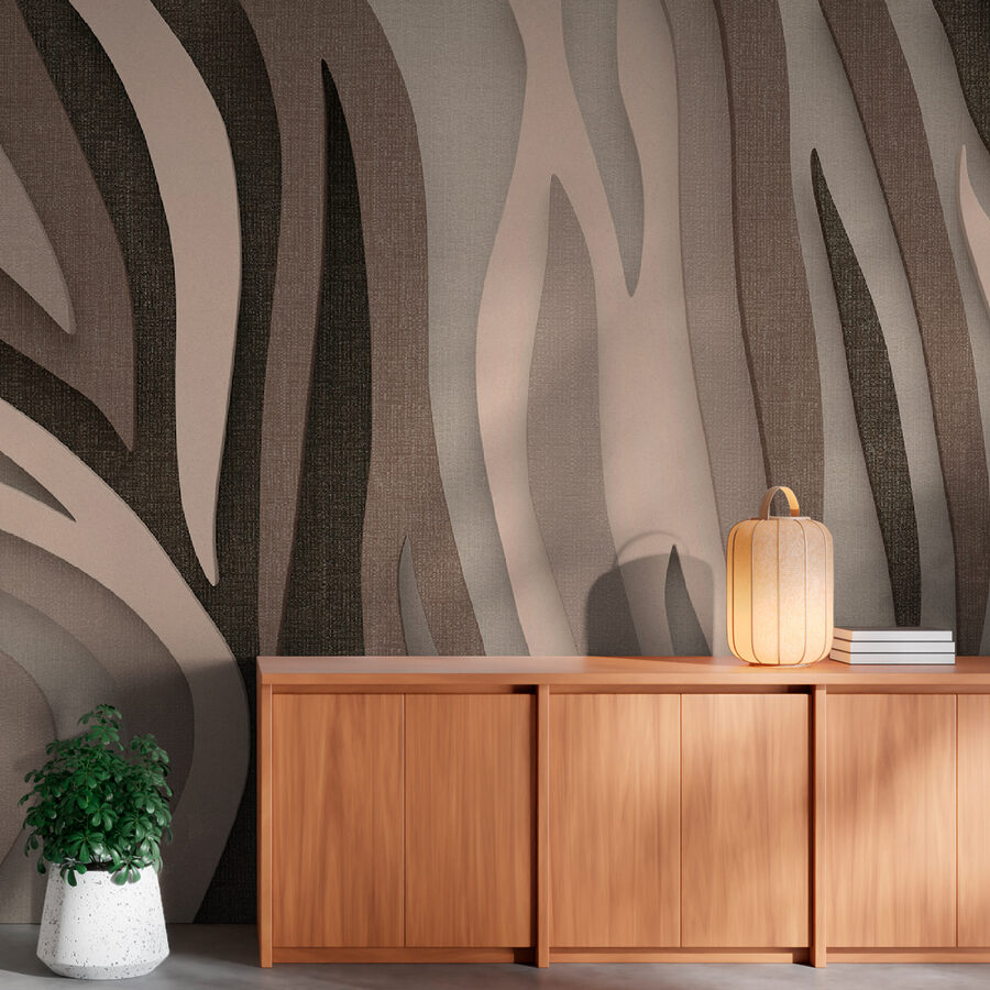Wall murals Textured waves in neutral tones. - Image 2