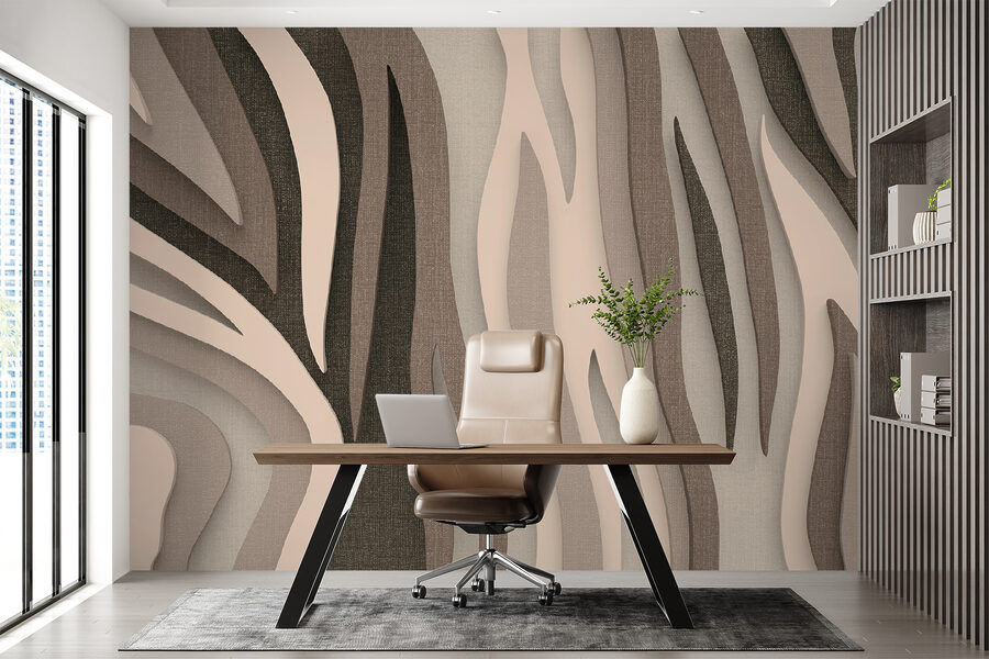 Wall murals Textured waves in neutral tones. - Image 3