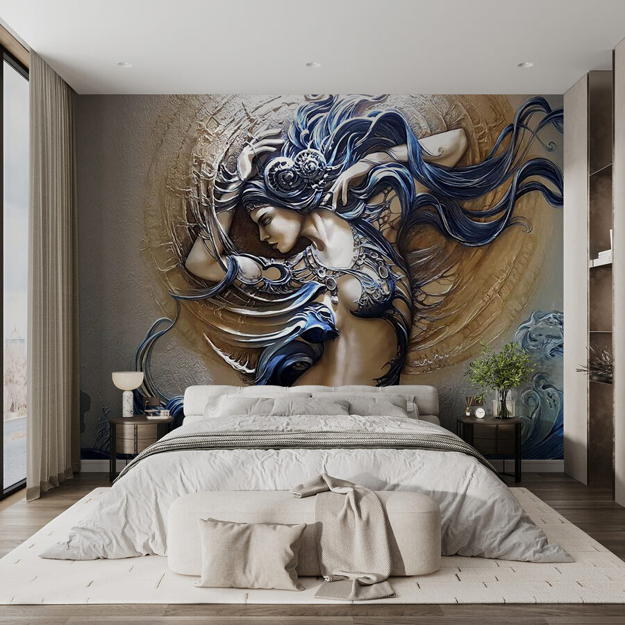 Painting of a woman with long hair Painting of a woman with long hair