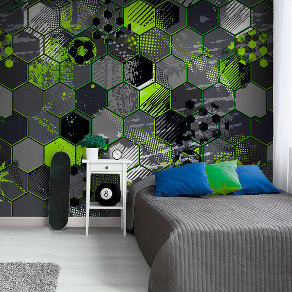 Pattern of hexagons and football balls Pattern of hexagons and football balls
