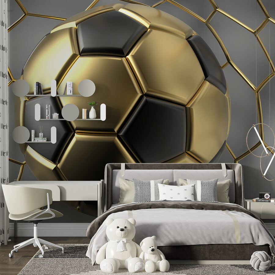 Soccer dreams in metallic hues.