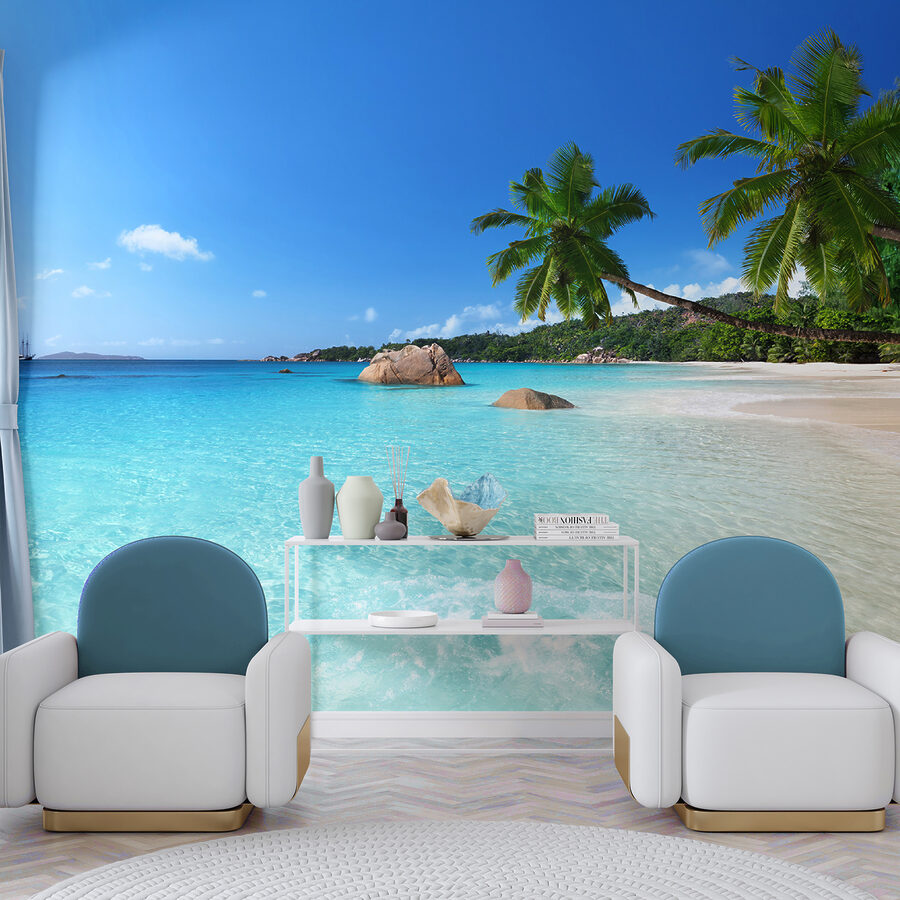 Wall murals Beach with palm trees and blue water - Image 6