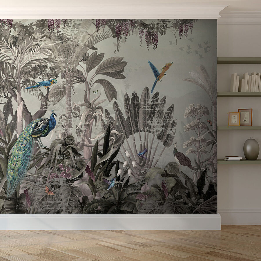 Wallpaper with birds and plants Wallpaper with birds and plants