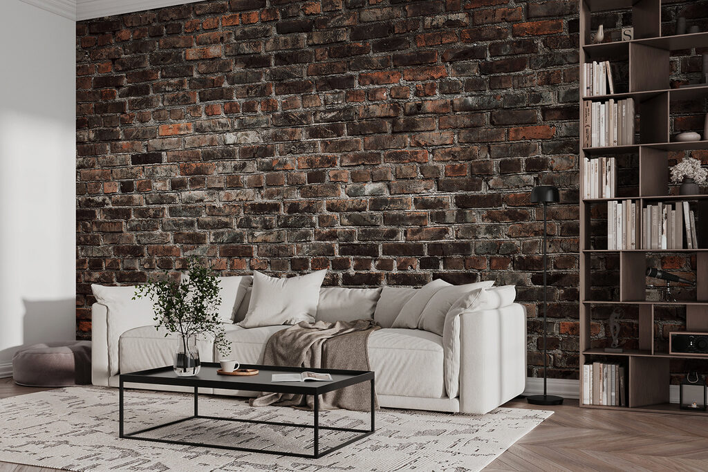 Brick wall with black and red bricks Brick wall with black and red bricks