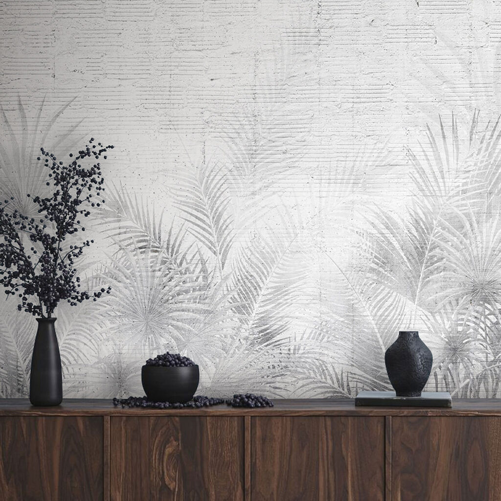 White and grey background with palm leaves u74401pih1ms 1024x1024 - White and grey background with palm leaves