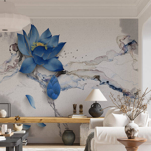Blue flower on a marble surface Blue flower on a marble surface